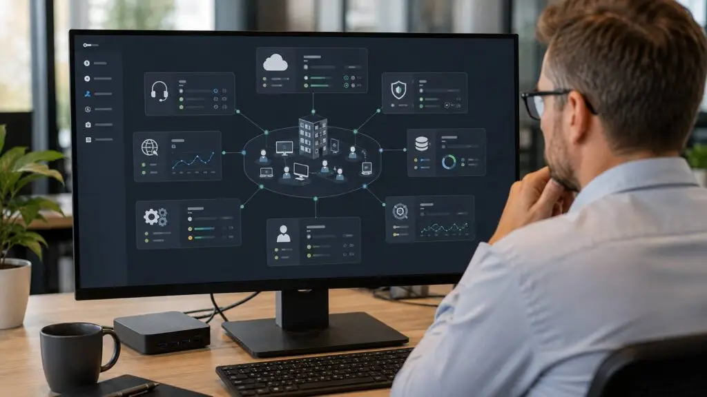 Digitale IT-omgeving met extern beheer van werkplekken, cloud, netwerk, back-up en beveiliging